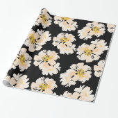 Papier Cadeau Design de fleur de pivoine d'aquarelle de crème (Déroulé)