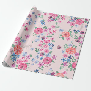 Papier Cadeau Design de fleurs printanières. Motif floral incomp