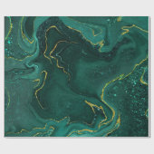 Papier Cadeau Design de marbrage d'or turquoise (Plat)