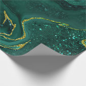 Papier Cadeau Design de marbrage d'or turquoise (Coin)