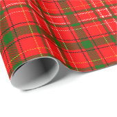 Papier Cadeau Design de Motif de Noël Tartan rouge (Coin rond)