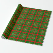 Papier Cadeau Design de Motif de Noël Tartan vert (Déroulé)
