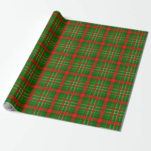Papier Cadeau Design de Motif de Noël Tartan vert (Déroulé)