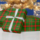 Papier Cadeau Design de Motif de Noël Tartan vert