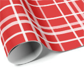 Papier Cadeau Design de Motif en Tartan blanc rouge (Coin rond)