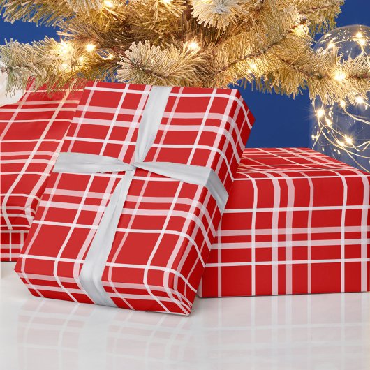 Papier Cadeau Design de Motif en Tartan blanc rouge
