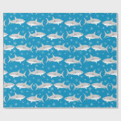 Papier Cadeau Design de Noël Blue Shark et Snowflake (Plat)