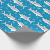 Papier Cadeau Design de Noël Blue Shark et Snowflake (Coin)