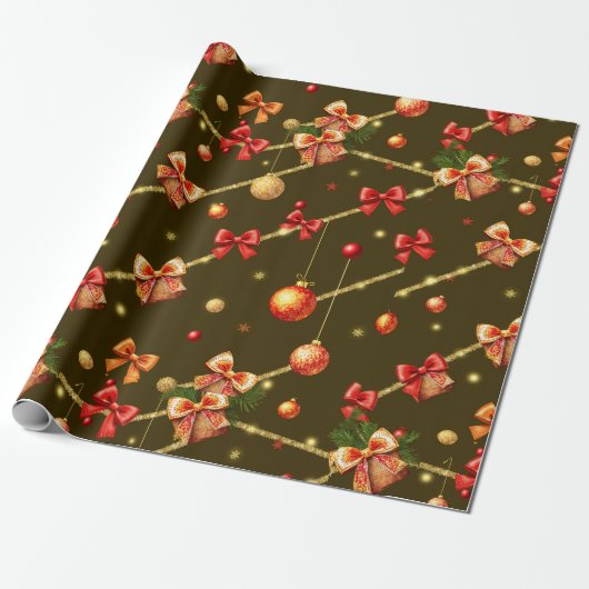 Papier Cadeau Design de Noël Matte Brown (Déroulé)