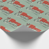 Papier Cadeau Design de Noël vintage turquoise (Coin)