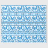Papier Cadeau Design de point de croix Blue Rooster (Plat)