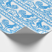 Papier Cadeau Design de point de croix Blue Rooster (Coin)
