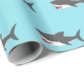 Papier Cadeau Design de requins mignons (Coin rond)
