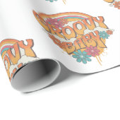 Papier Cadeau Design de style rétro pour bébé super (Coin rond)