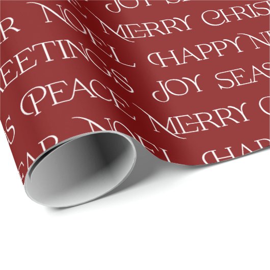 Papier Cadeau Design de typographie moderne de Noël (Coin rond)