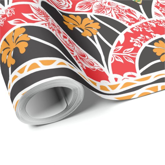 Papier Cadeau design d'un mur rouge et noir suspendu (Coin rond)