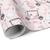 Papier Cadeau Design élégant rose féminin de golf (Coin rond)