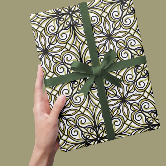 Papier Cadeau Design élégant, vert et noir