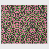 Papier Cadeau Design empreinte de léopard néon vert rose tendanc (Plat)