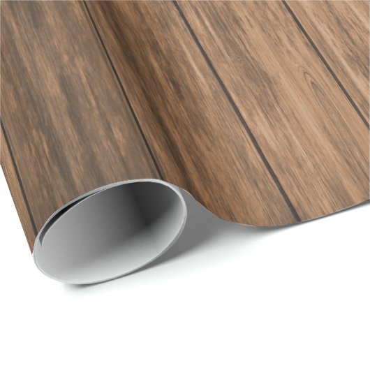 Papier Cadeau Design en bois de panneau foncé (Coin rond)