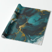 Papier Cadeau Design en marbre abstrait et magique vert (Déroulé)