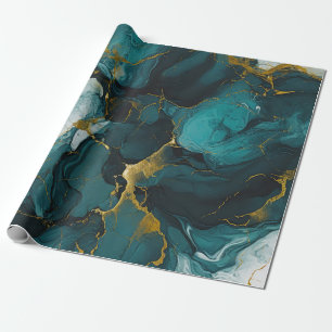 Papier Cadeau Design en marbre abstrait et magique vert