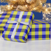 Papier Cadeau Design En vichy jaune bleu