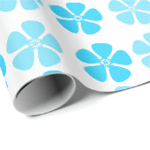 Papier Cadeau Design floral bleu (Coin rond)
