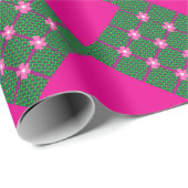 Papier Cadeau Design floral dynamique avec rayures audacieuses (Coin rond)