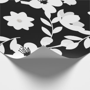 Papier Cadeau Design floral noir et blanc
