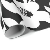 Papier Cadeau Design floral noir et blanc (Coin rond)
