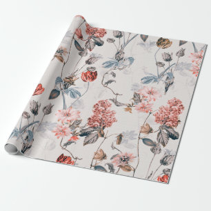 Papier Cadeau design floral transparent avec fleur fond clair