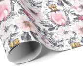 Papier Cadeau Design floral vintage moderne (Coin rond)