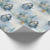 Papier Cadeau Design hivernal de pingouins mignons, peint comme (Coin)