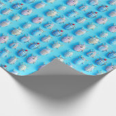 Papier Cadeau Design insectes bonbons pastel sur fond bleu vif (Coin)