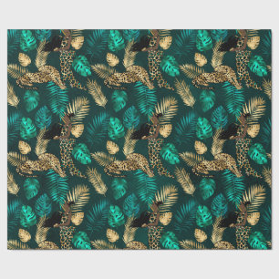Papier Cadeau Design Leopard turquoise et Gold Series 7