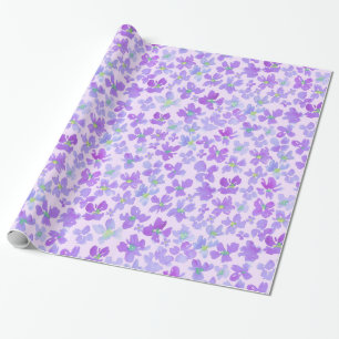 Papier Cadeau Design lilas de fleurs d'aquarelle violette