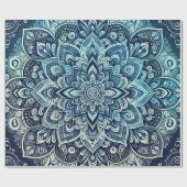 Papier Cadeau Design Mandala dégradé bleu (Plat)