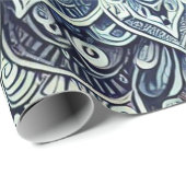 Papier Cadeau Design Mandala dégradé bleu (Coin rond)