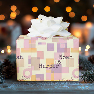 Papier Cadeau Design moderne minimaliste avec des blocs pastel