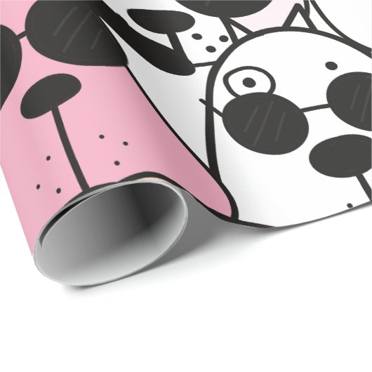 Papier Cadeau Design Motif à thème de chien adorable (Coin rond)
