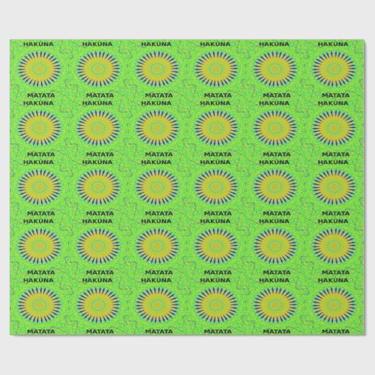 Papier Cadeau Design Motif africain en vert et en or (Plat)