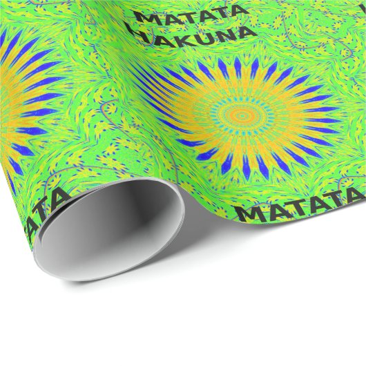 Papier Cadeau Design Motif africain en vert et en or (Coin rond)