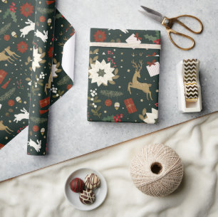 Papier Cadeau Design Motif de Noël dessiné à la main par des Cer
