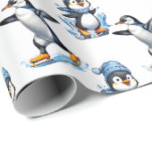 Papier Cadeau Design Motif de pingouins (Coin rond)