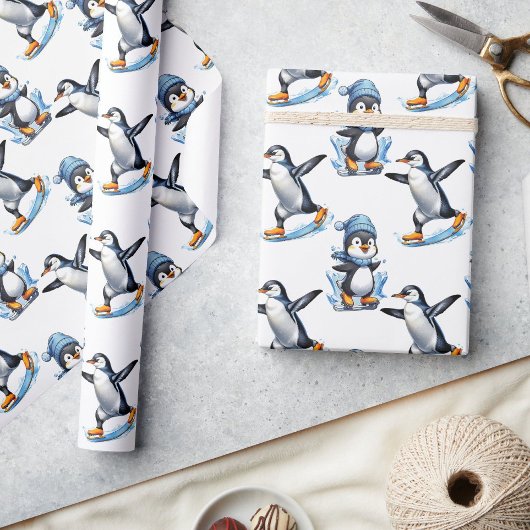 Papier Cadeau Design Motif de pingouins