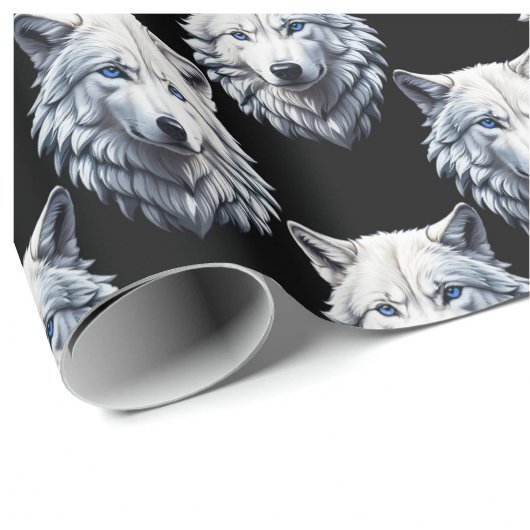 Papier Cadeau Design Motif de tête de loup blanc