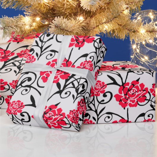 Papier Cadeau Design Motif d'illustrations de rose rouge