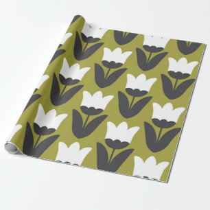 Papier Cadeau Design motif floral transparent. Style scandinave