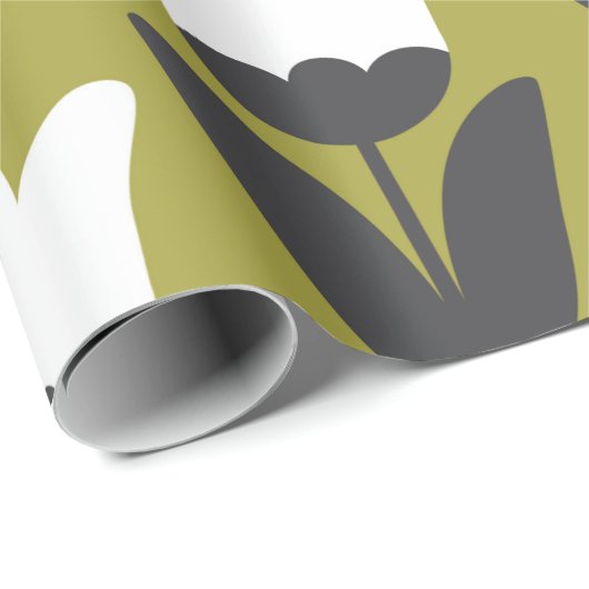 Papier Cadeau Design motif floral transparent. Style scandinave (Coin rond)